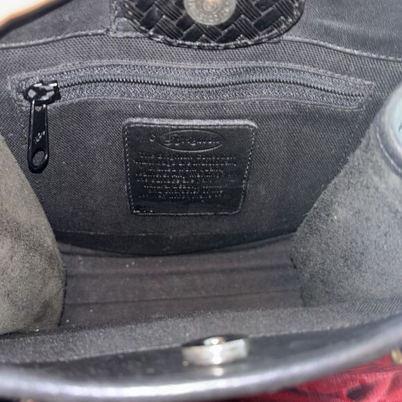 Vintage Brighton Black Leather Crossbody Messenger Bag Braided Pattern - Picture 12 of 15